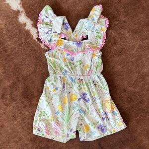 Spring Girls Romper with Ruffle Straps